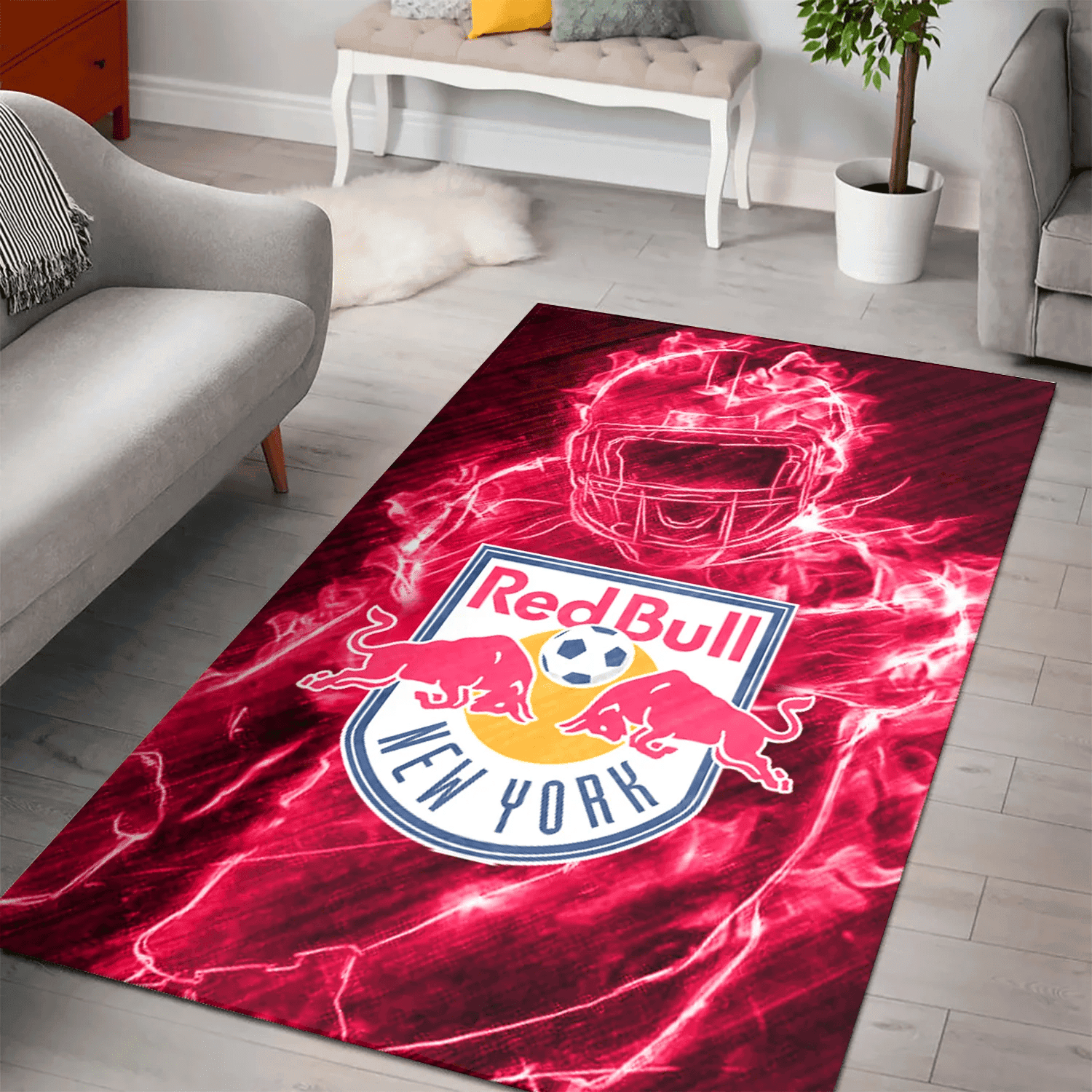 New York Red Bulls Legend 3D Full Print Rectangle Area Rug – Full Print Carpet For Living Room & Bedroom Home Decor