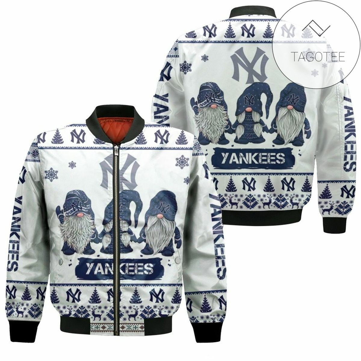 New York Yankees Christmas Gnomes Bomber Jacket | MLB Team Jacket for Men & Women | Baseball Fan Gift