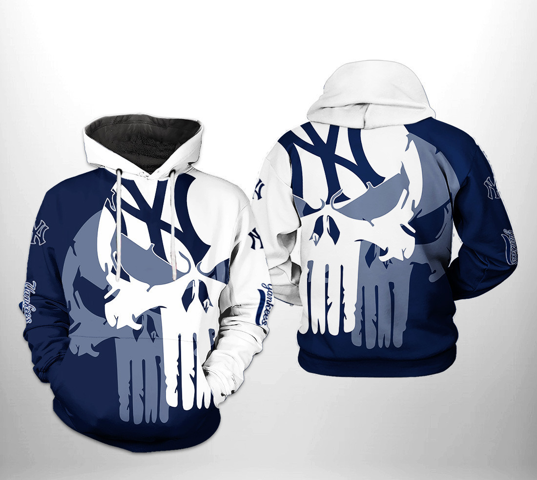 New York Yankees MLB Team Skull 3D All Over Print Hoodie & Zip Hoodie