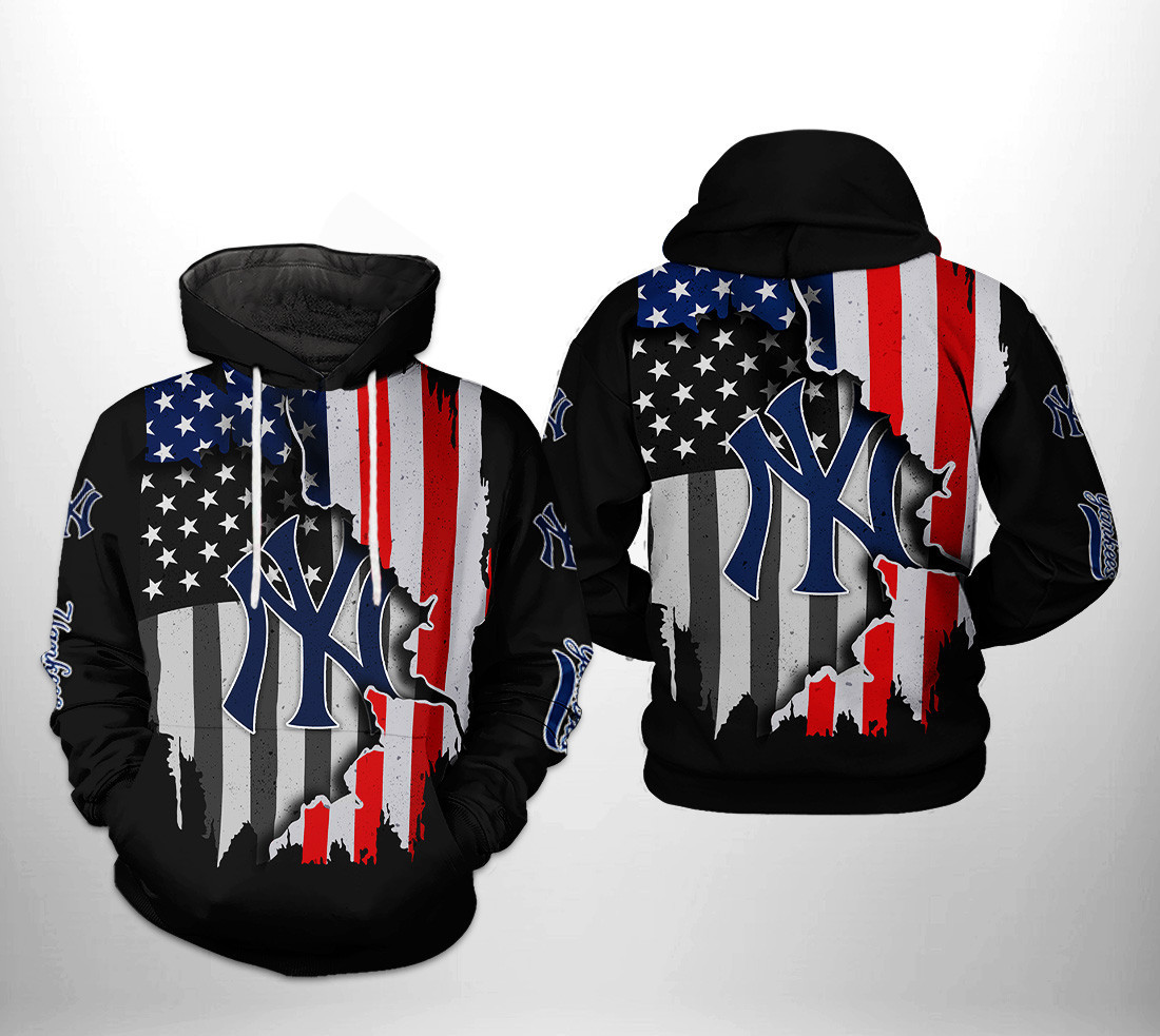 New York Yankees MLB US Flag 3D All Over Print Hoodie & Zip Hoodie