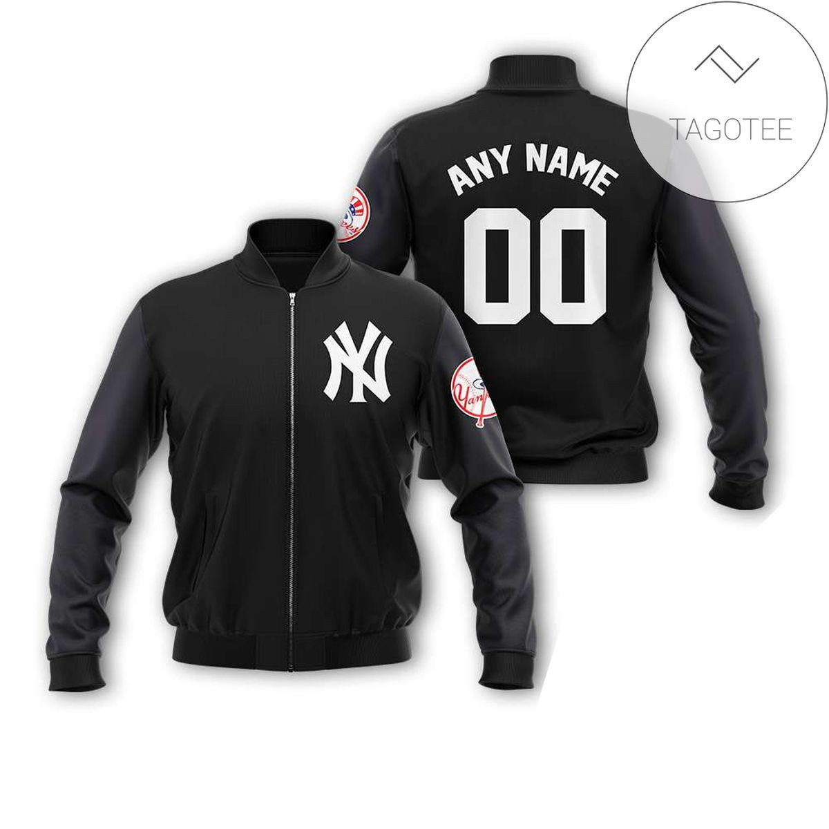 New York Yankees Personalized Name Number Black Bomber Jacket | MLB Team Jacket for Men & Women | Baseball Fan Gift