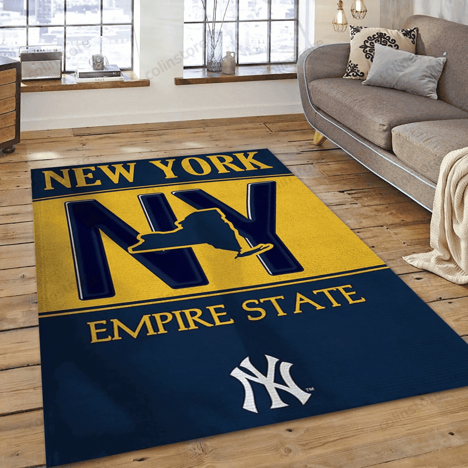New York Yankees Rectangle Area Rug – Full Print Carpet For Living Room & Bedroom Home Decor
