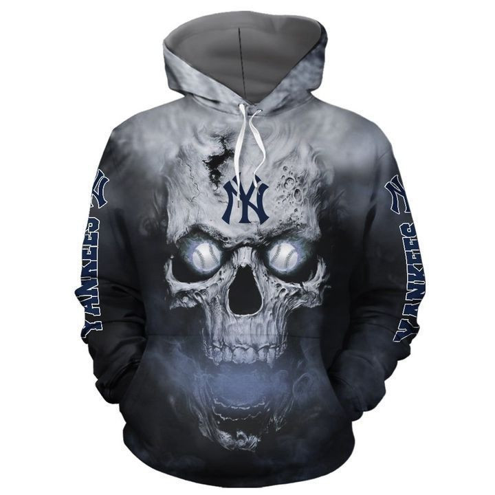 New York Yankees Skull 3D All Over Print Hoodie & Zip Hoodie