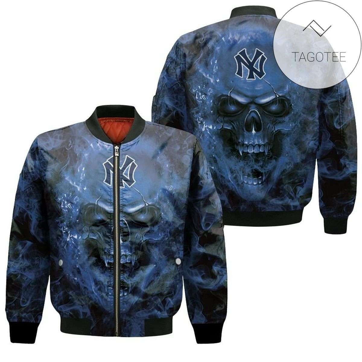 New York Yankees Skull Bomber Jacket | MLB Team Jacket for Men & Women | Baseball Fan Gift