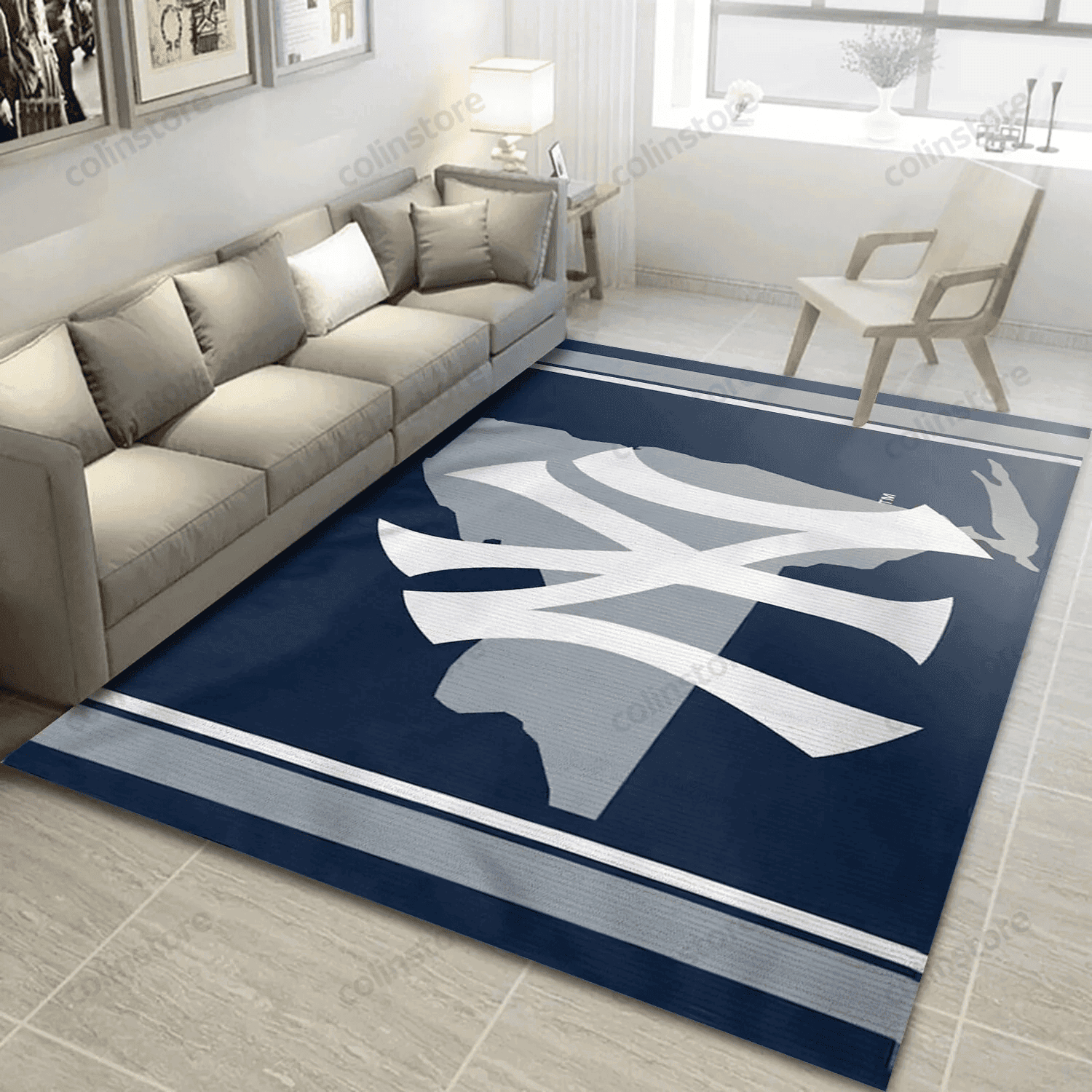 New York Yankees Wincraft 3D Rectangle Area Rug – Full Print Carpet For Living Room & Bedroom Home Decor