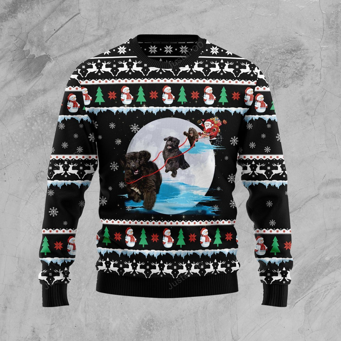 Newfoundland Santa On Highway Ugly Christmas Sweater, Perfect Holiday Gift