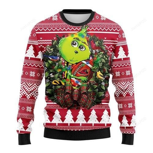 Nfl Arizona Cardinals Grinch Hug Ugly Christmas Sweater,