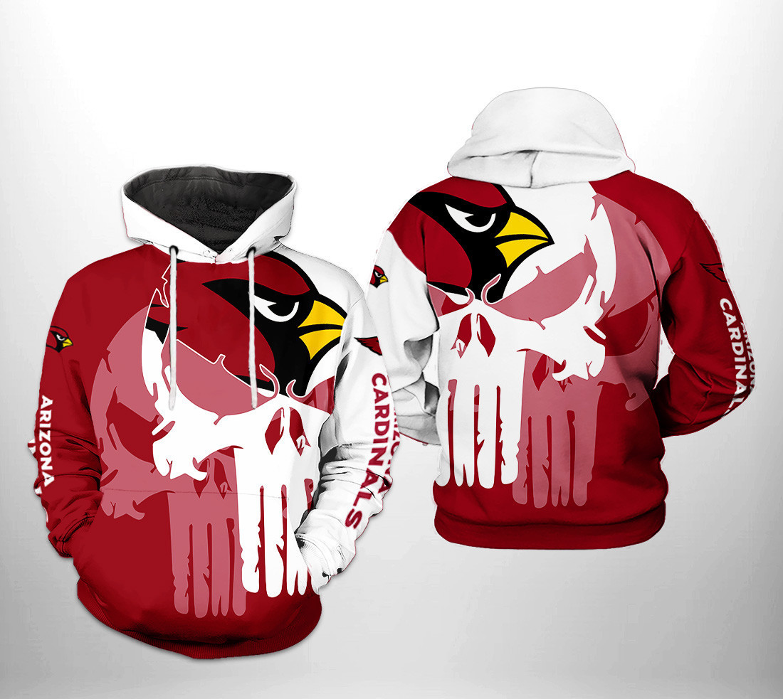 NFL Arizona Cardinals NFL Team Skull 3D All Over Print Hoodie & Zip Hoodie