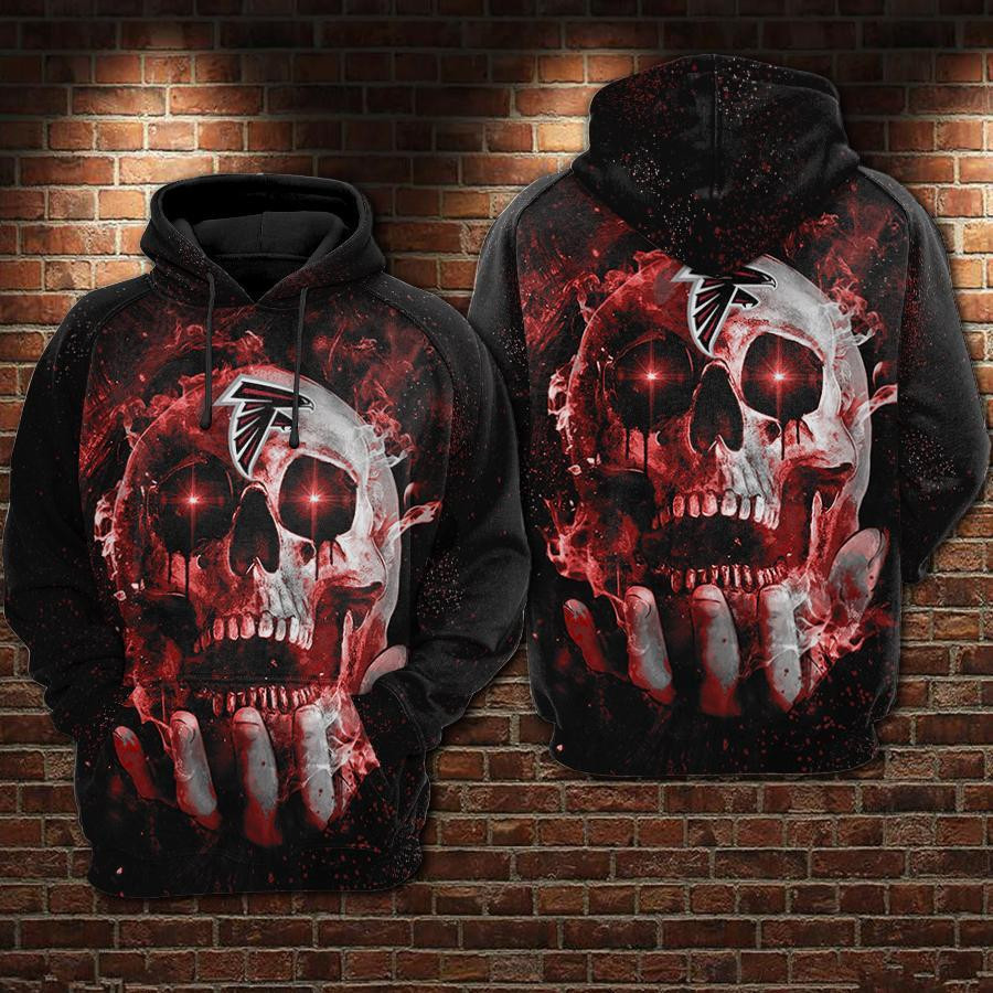 NFL Atlanta Falcons NFL Skull Black Red 3D All Over Print Hoodie & Zip Hoodie