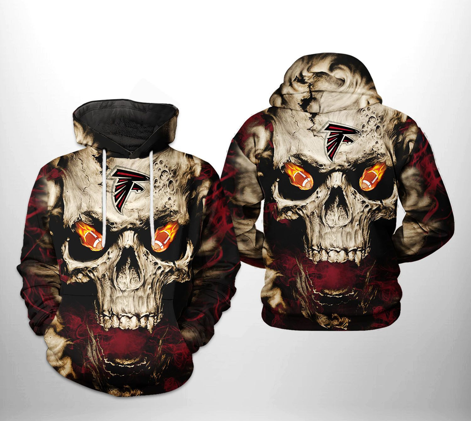 NFL Atlanta Falcons NFL Skull Team 3D All Over Print Hoodie & Zip Hoodie