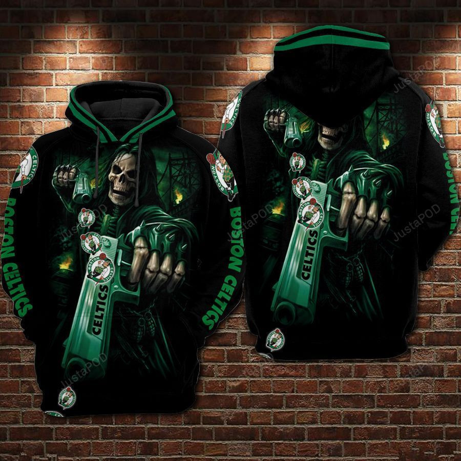 NFL Boston Celtics Nfl Football Skull Death Guns 3D All Over Print Hoodie & Zip Hoodie