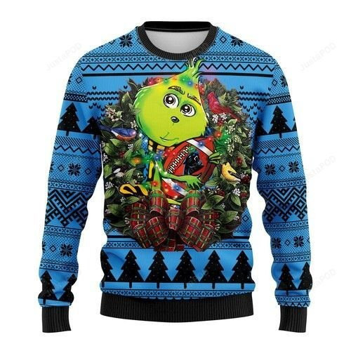 Nfl Carolina Panthers Grinch Hug Ugly Christmas Sweater,