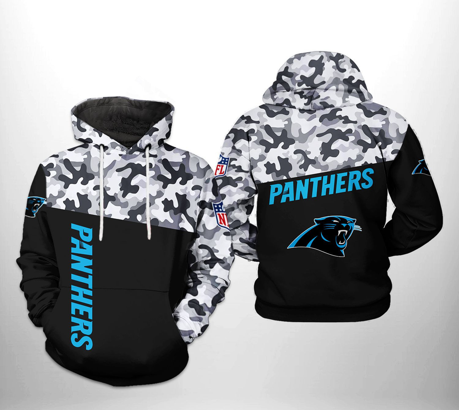 NFL Carolina Panthers NFL Camo Veteran Team 3D All Over Print Hoodie & Zip Hoodie