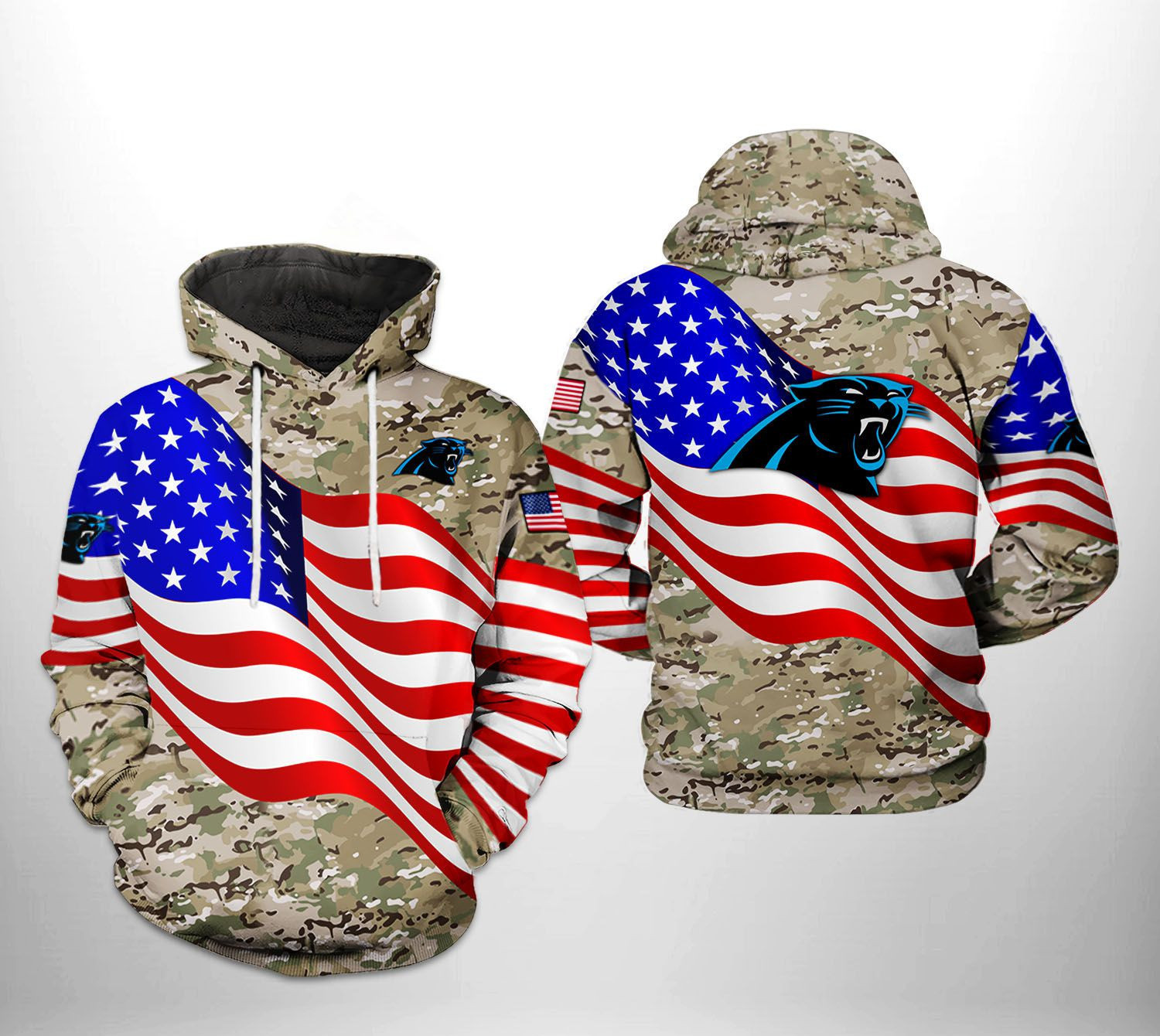 NFL Carolina Panthers NFL US Flag Camo Veteran Team 3D All Over Print Hoodie & Zip Hoodie