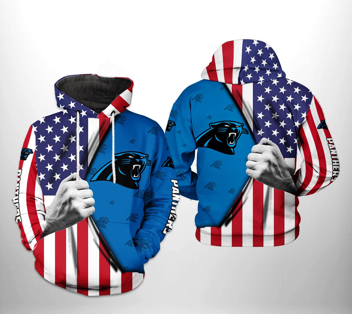 NFL Carolina Panthers NFL US Flag Team 3D All Over Print Hoodie & Zip Hoodie