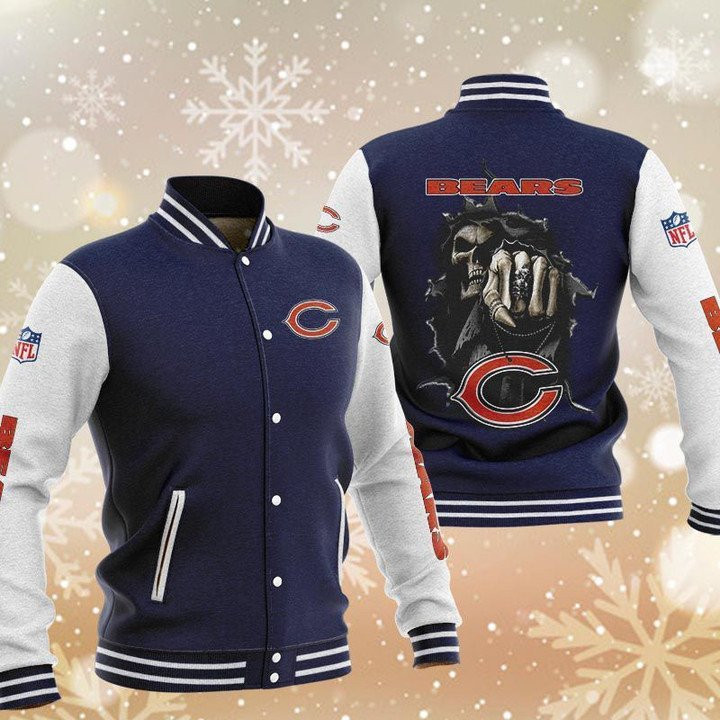 NFL Chicago Bears Dark Blue Hades Boxing Baseball Jacket Varsity Baseball Jacket for Men & Women | NFL Team Fan Gift