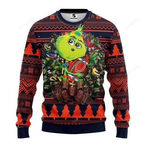 Nfl Chicago Bears Grinch Hug Ugly Christmas Sweater,