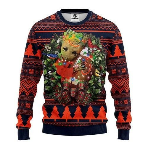 Nfl Chicago Bears Groot Hug Ugly Christmas Sweater, Perfect Holiday Gift