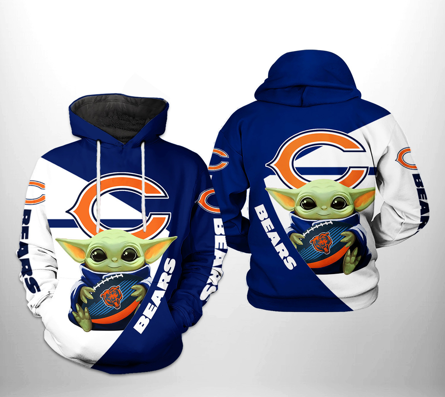 NFL Chicago Bears NFL Baby Yoda Team 3D All Over Print Hoodie & Zip Hoodie