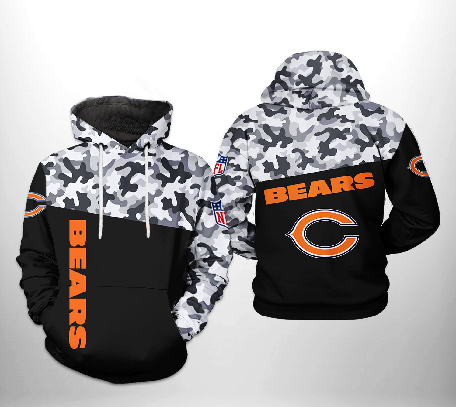 NFL Chicago Bears NFL Camo Veteran Team 3D All Over Print Hoodie & Zip Hoodie