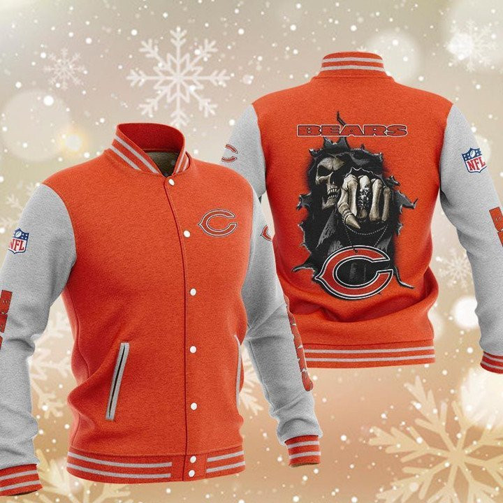 NFL Chicago Bears Orange Grey Hades Boxing Baseball Jacket Varsity Baseball Jacket for Men & Women | NFL Team Fan Gift