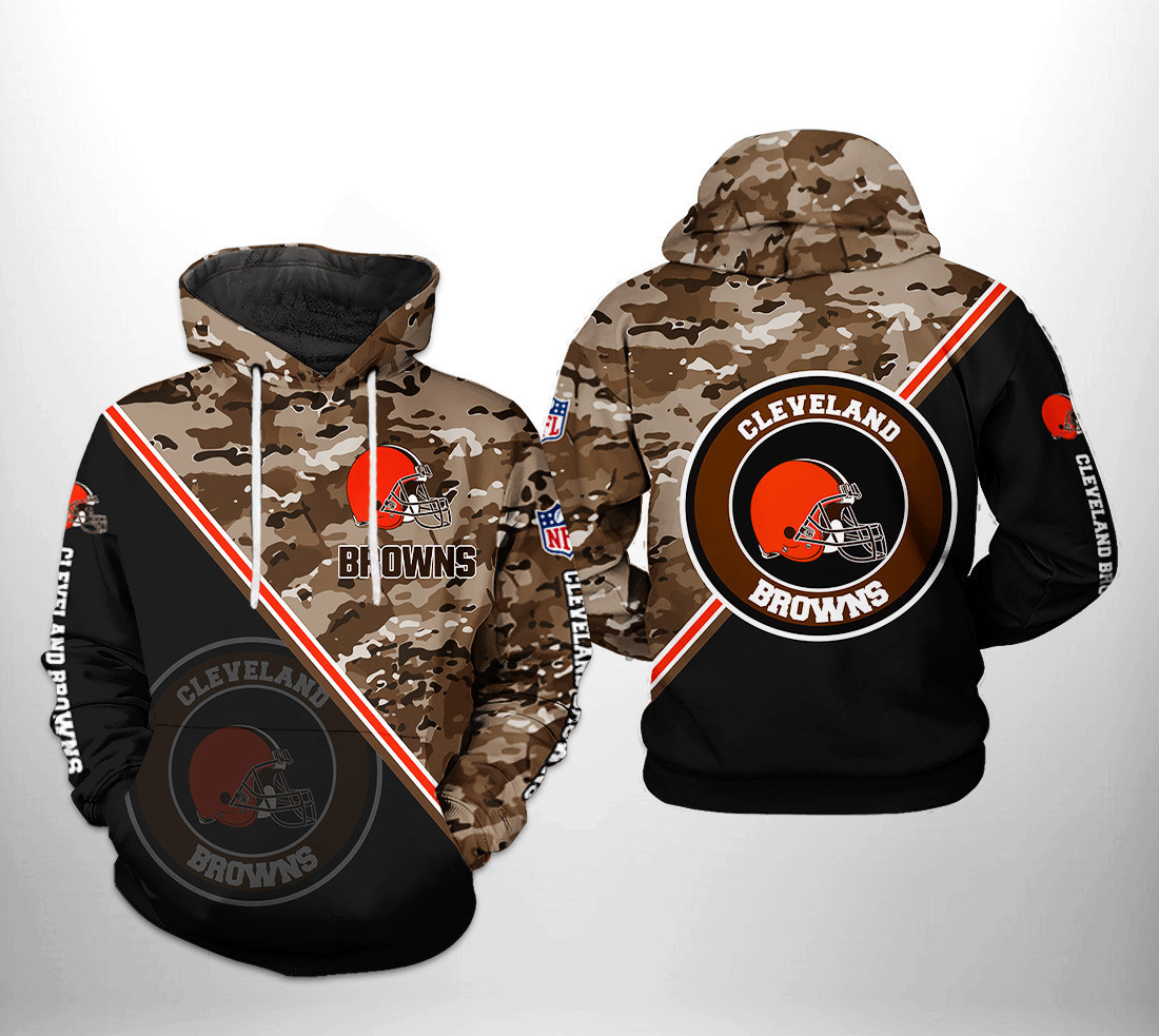NFL Cleveland Browns NFL Camo Team 3D All Over Print Hoodie & Zip Hoodie