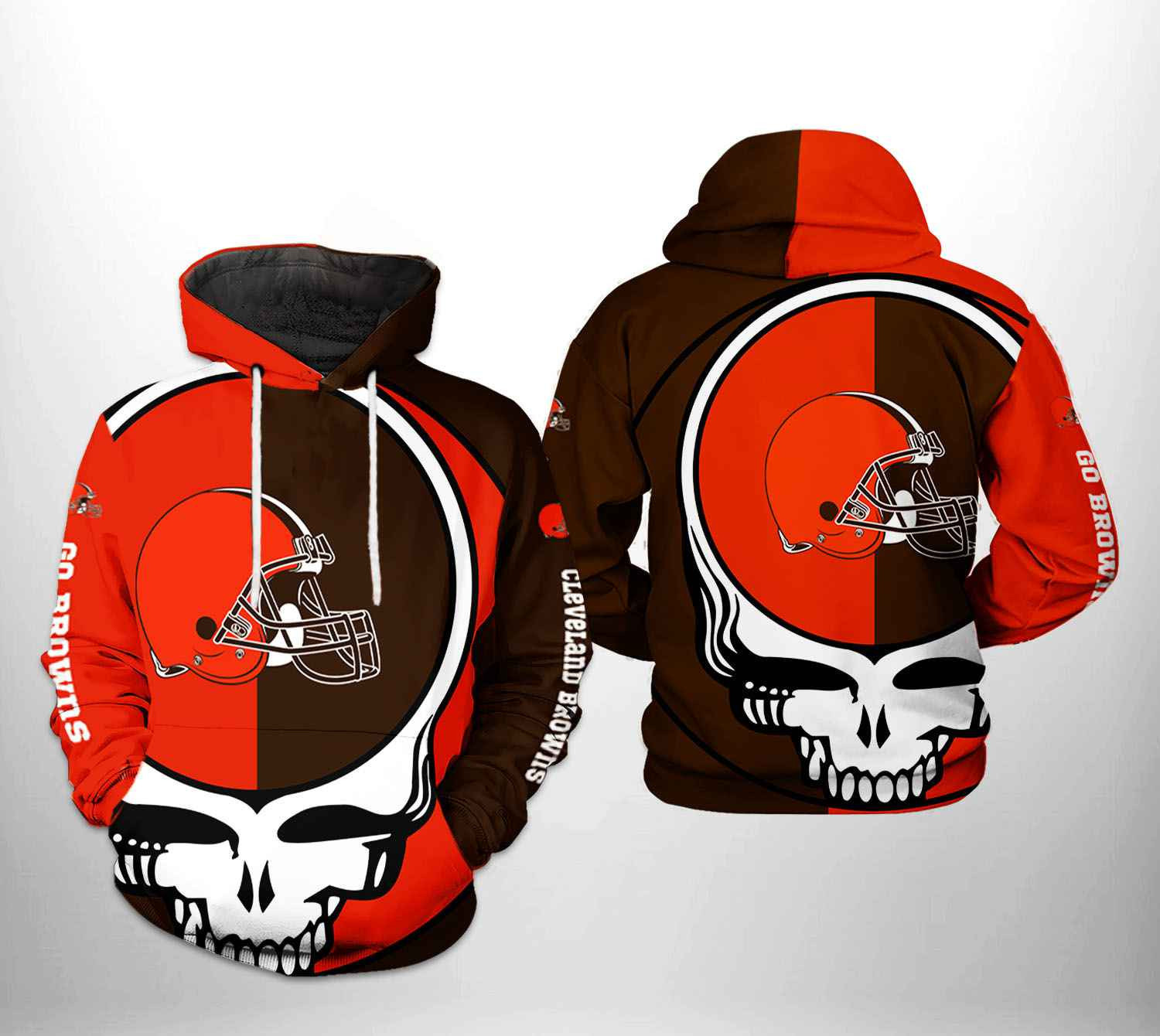 NFL Cleveland Browns NFL Grateful Dead 3D All Over Print Hoodie & Zip Hoodie