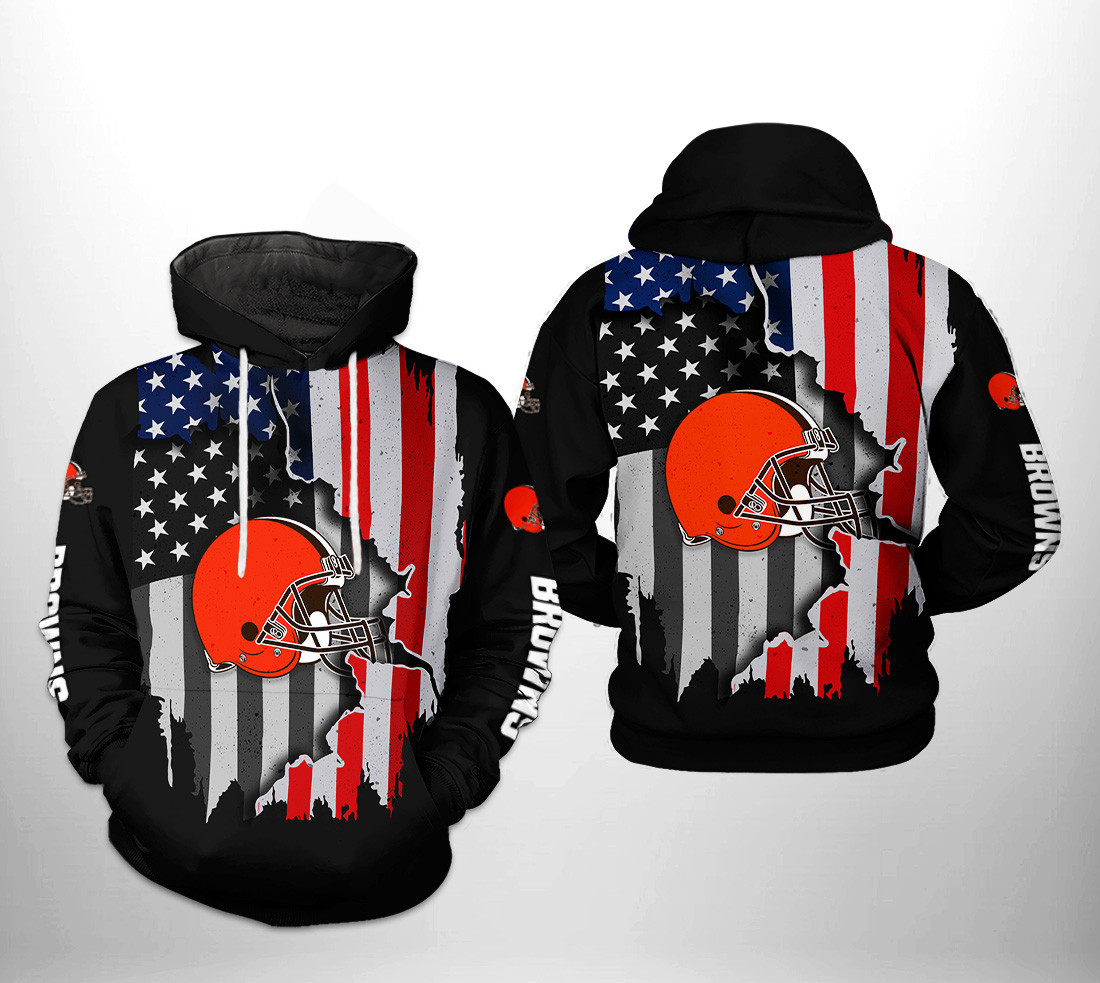 NFL Cleveland Browns NFL US Flag Team 3D All Over Print Hoodie & Zip Hoodie