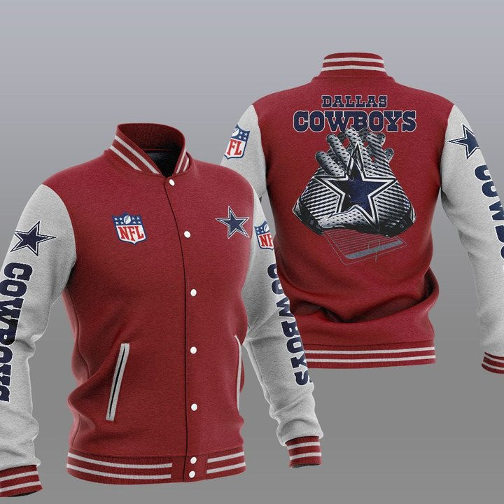 NFL Dallas Cowboys Brown Grey 2 Hand Baseball Baseball Jacket for Men & Women | NFL Team Fan Gift