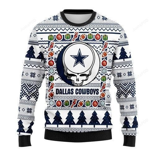 Nfl Dallas Cowboys Grateful Dead Ugly Christmas Sweater, Perfect Holiday Gift