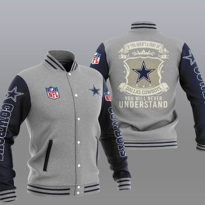 NFL Dallas Cowboys Grey You Will Never Understand Baseball Jacket for Men & Women | NFL Team Fan Gift