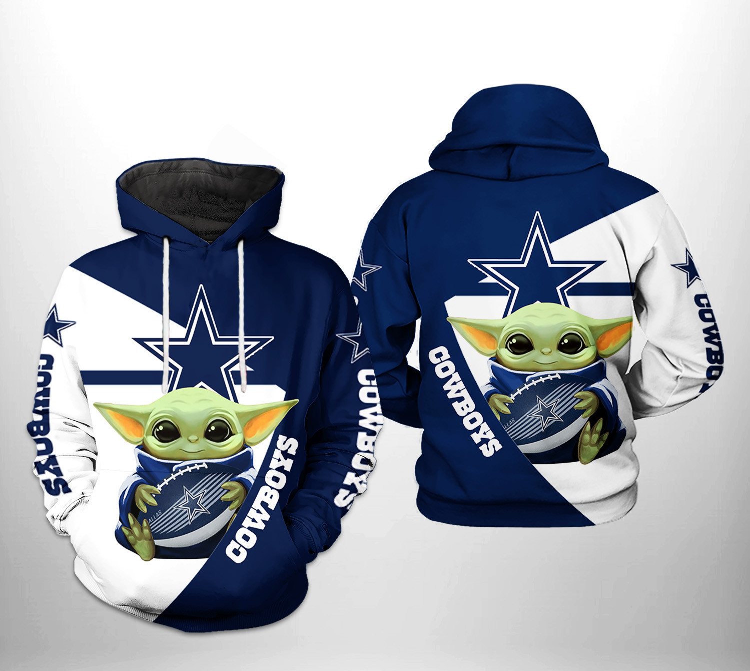 NFL Dallas Cowboys NFL Baby Yoda Team 3D All Over Print Hoodie & Zip Hoodie