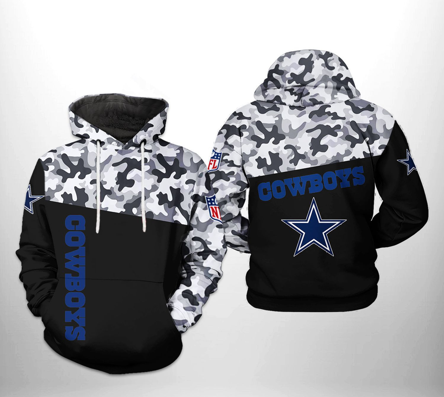 NFL Dallas Cowboys NFL Camo Veteran Team 3D All Over Print Hoodie & Zip Hoodie