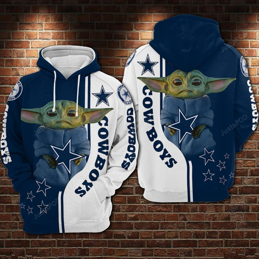 NFL Dallas Cowboys Nfl Football Baby Yoda Hug Star 3D All Over Print Hoodie & Zip Hoodie