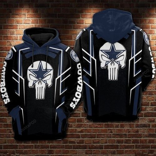 NFL Dallas Cowboys Nfl Football Punisher Skull Star 3D All Over Print Hoodie & Zip Hoodie