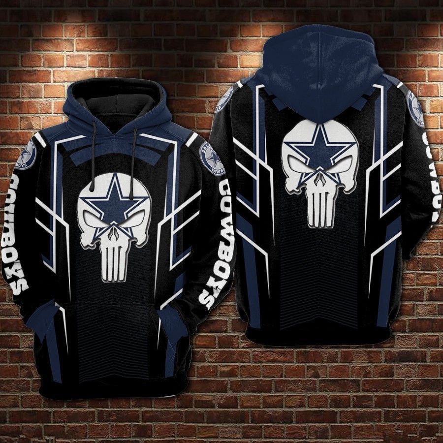 NFL Dallas Cowboys Nfl Football Punisher Skull Star 3D All Over Print Hoodie & Zip Hoodie