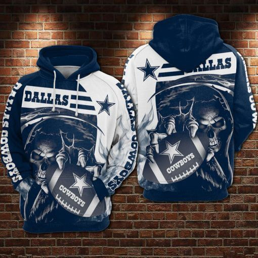 NFL Dallas Cowboys Nfl Football Skull 3D All Over Print Hoodie & Zip Hoodie