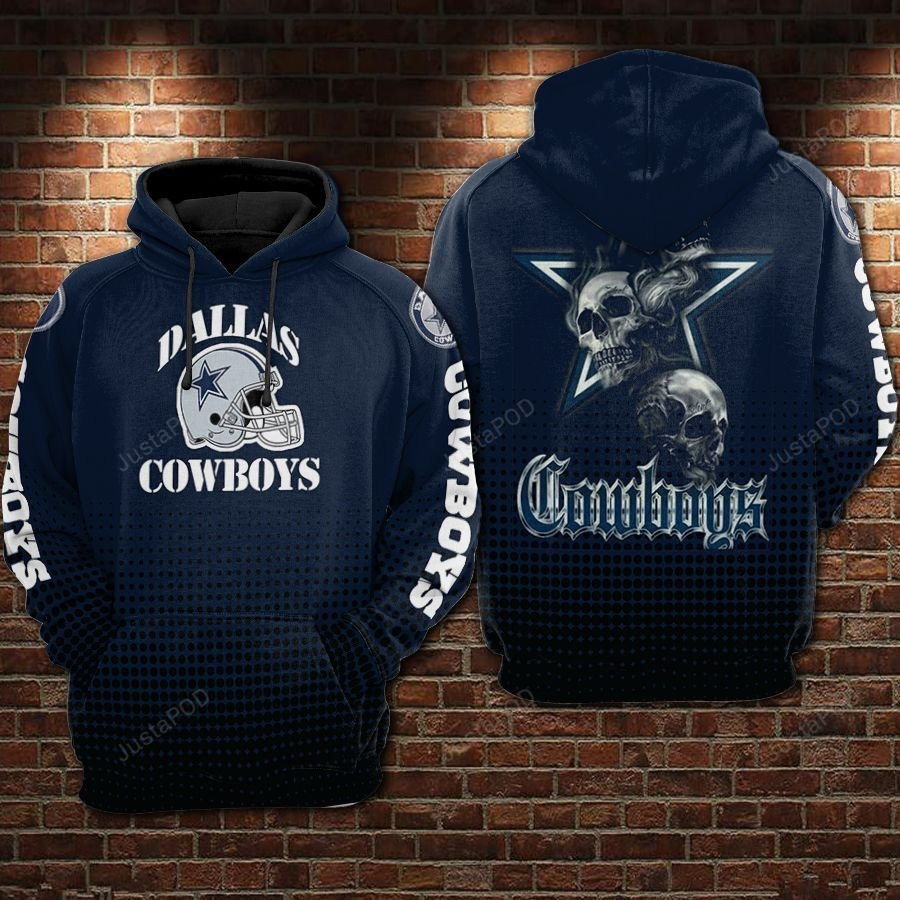 NFL Dallas Cowboys Nfl Football Skull Dark Blue 3D All Over Print Hoodie & Zip Hoodie