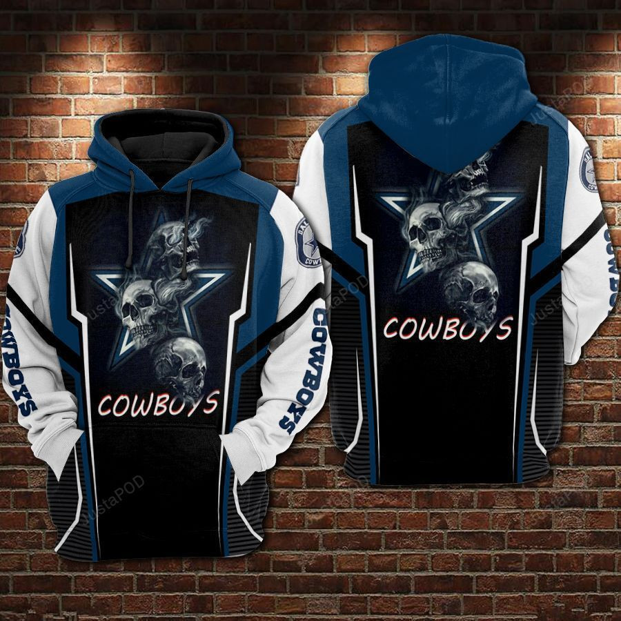 NFL Dallas Cowboys Nfl Football Three Skull 3D All Over Print Hoodie & Zip Hoodie