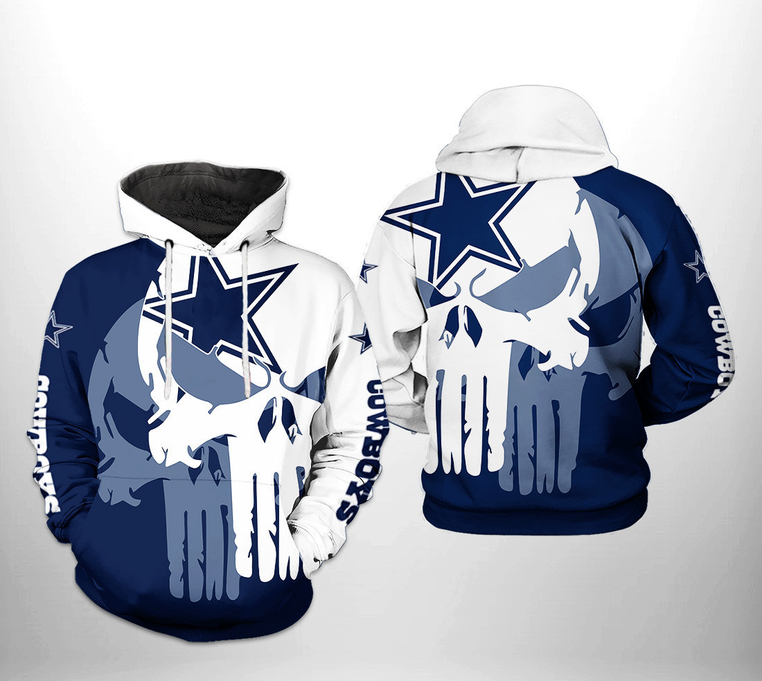 NFL Dallas Cowboys NFL Team Skull 3D All Over Print Hoodie & Zip Hoodie