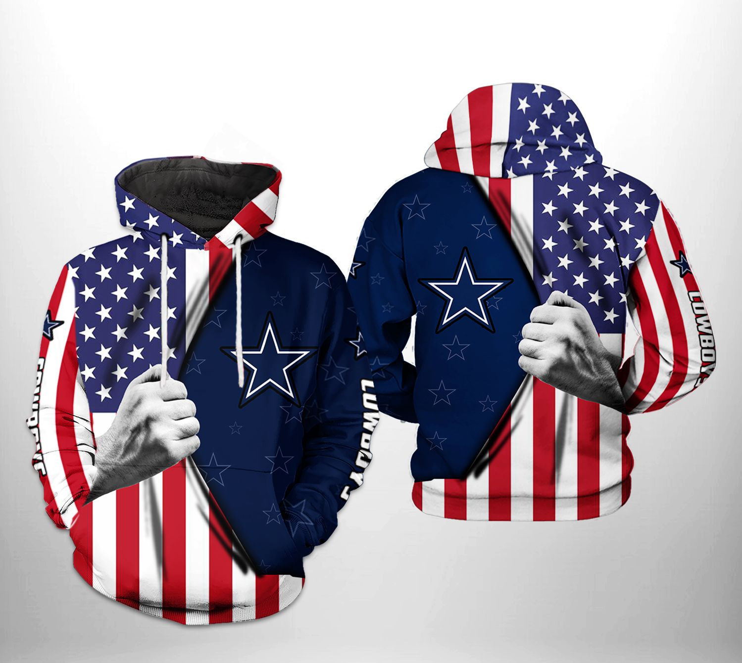 NFL Dallas Cowboys NFL US Flag Team 3D All Over Print Hoodie & Zip Hoodie