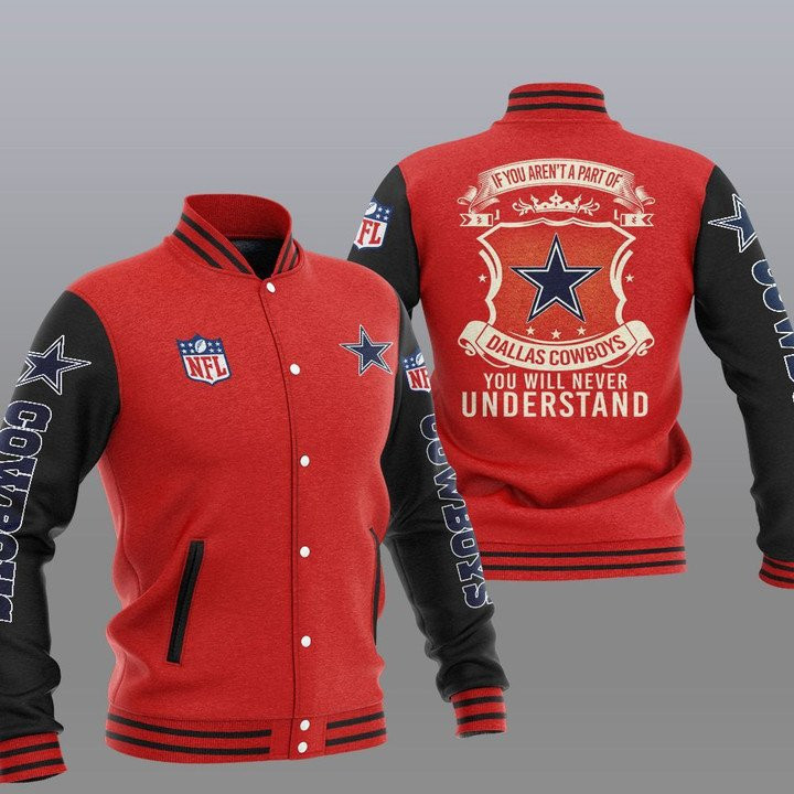 NFL Dallas Cowboys Red Dark You Will Never Understand Baseball Jacket for Men & Women | NFL Team Fan Gift