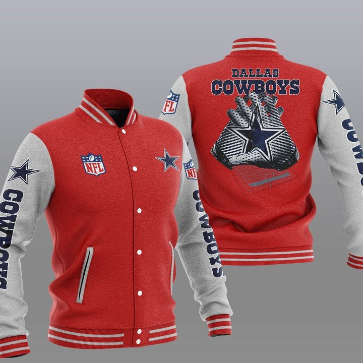 NFL Dallas Cowboys Red Grey 2 Hand Baseball Jacket Varsity Baseball Jacket for Men & Women | NFL Team Fan Gift