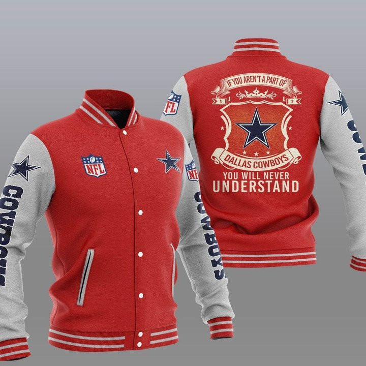 NFL Dallas Cowboys Red Grey You Will Never Understand Baseball Jacket for Men & Women | NFL Team Fan Gift