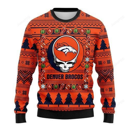 Nfl Denver Brocos Grateful Dead Ugly Christmas Sweater, Perfect Holiday Gift