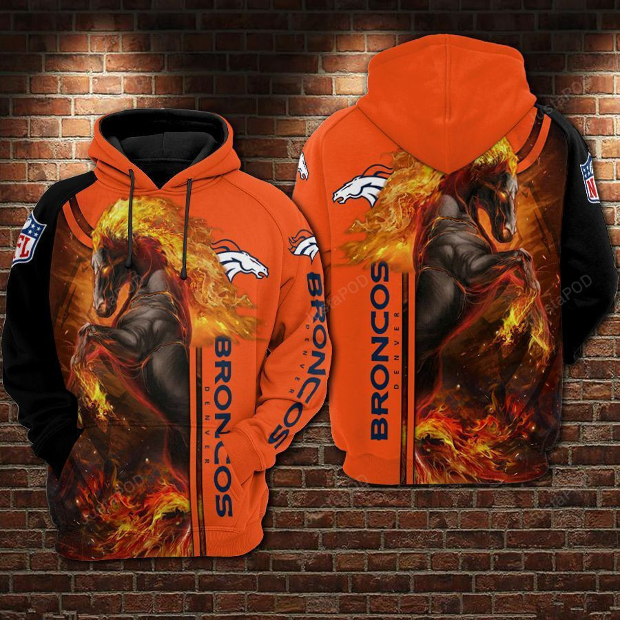 NFL Denver Broncos Nfl Football Fire 3D All Over Print Hoodie & Zip Hoodie