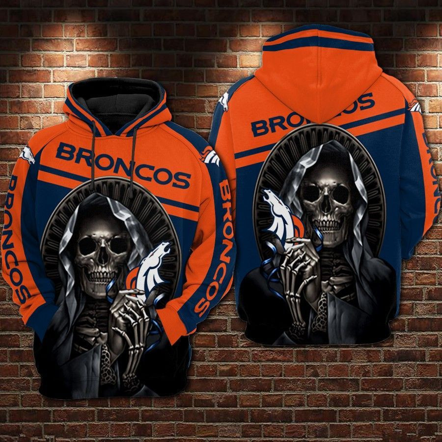 NFL Denver Broncos Nfl Football Skull 3D All Over Print Hoodie & Zip Hoodie