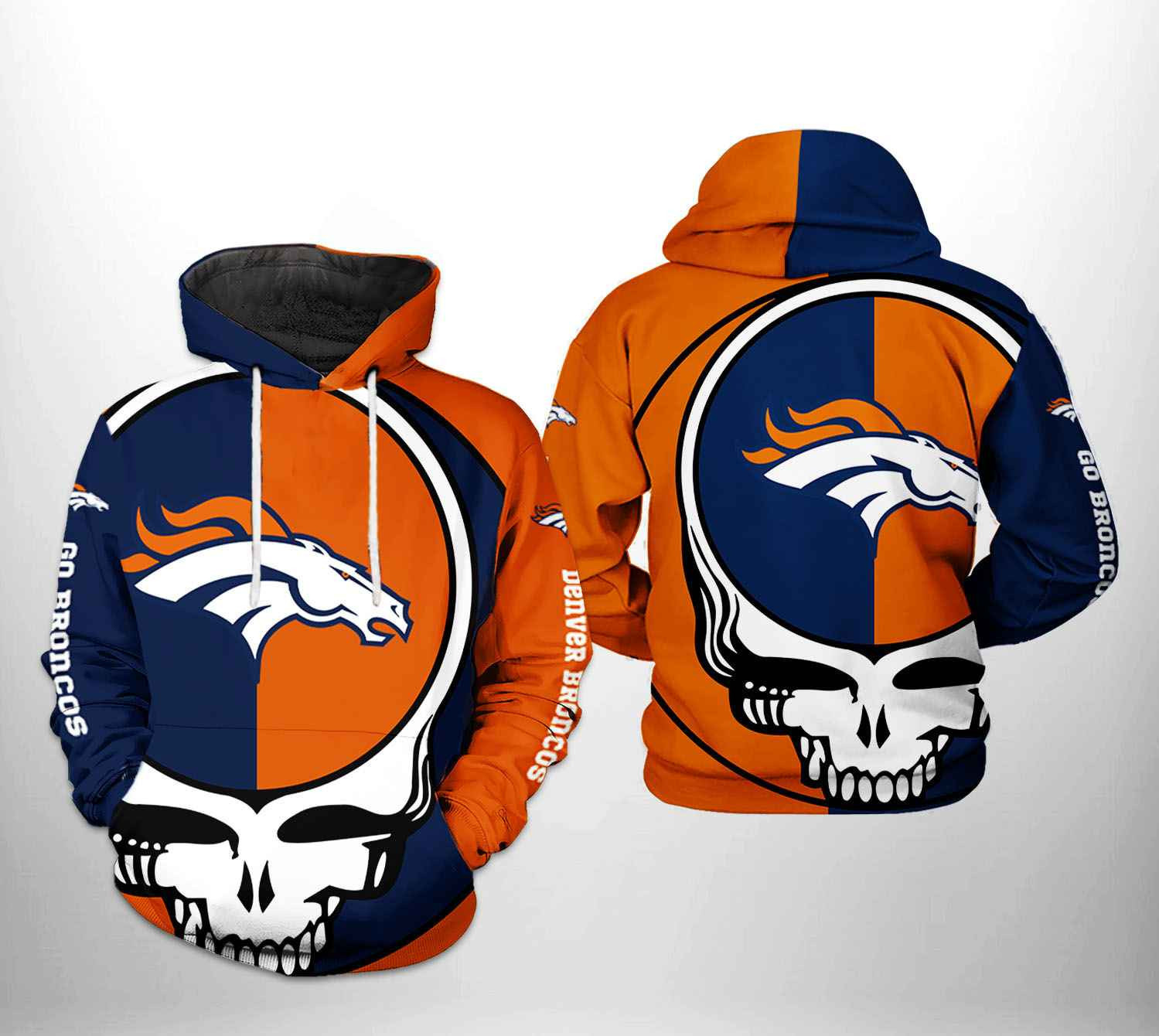 NFL Denver Broncos NFL Grateful Dead 3D All Over Print Hoodie & Zip Hoodie