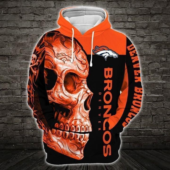 NFL Denver Broncos Nfl Skull 3D All Over Print Hoodie & Zip Hoodie