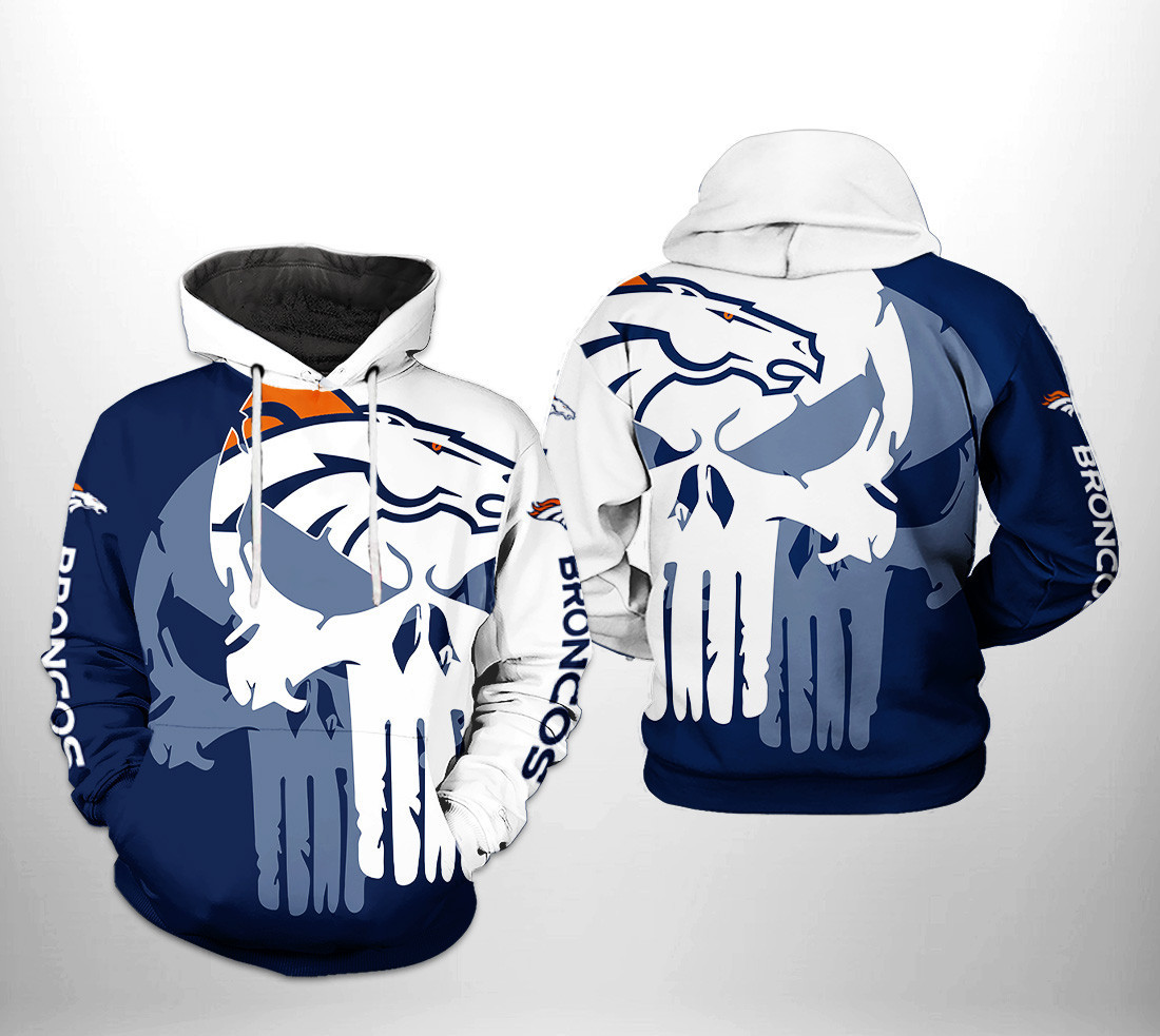 NFL Denver Broncos NFL Team Skull 3D All Over Print Hoodie & Zip Hoodie